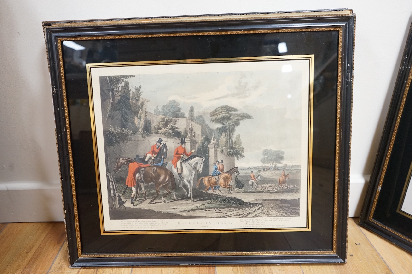 19th century, set of six Bachelor's Hall hunting prints (plates 1-6), 30 x 38cm